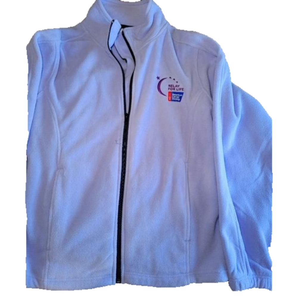Relay for Life lavender fleece zip up sz Lg